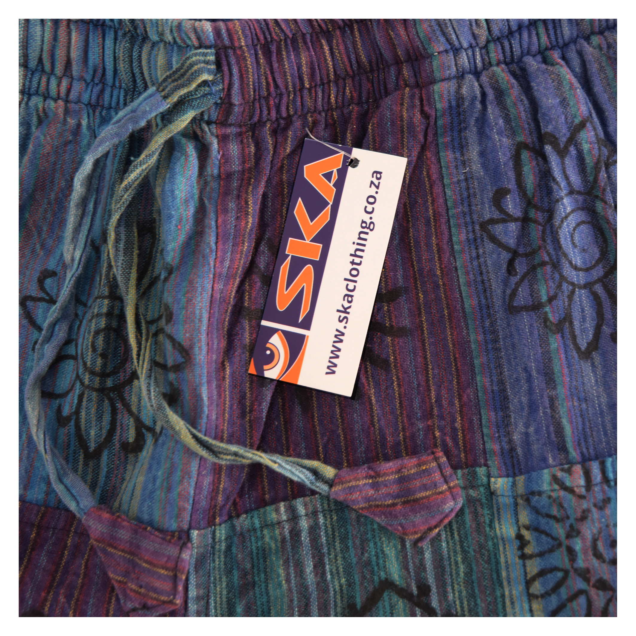 SKA Unisex Hippie Nepalese Patchwork Pants – Blue - Image 6