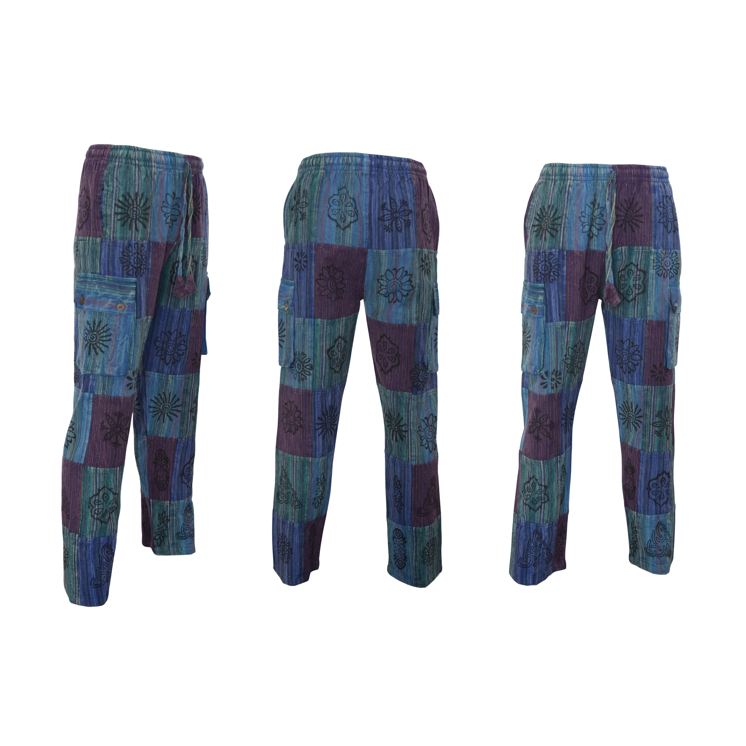 SKA Unisex Hippie Nepalese Patchwork Pants – Blue - Image 4