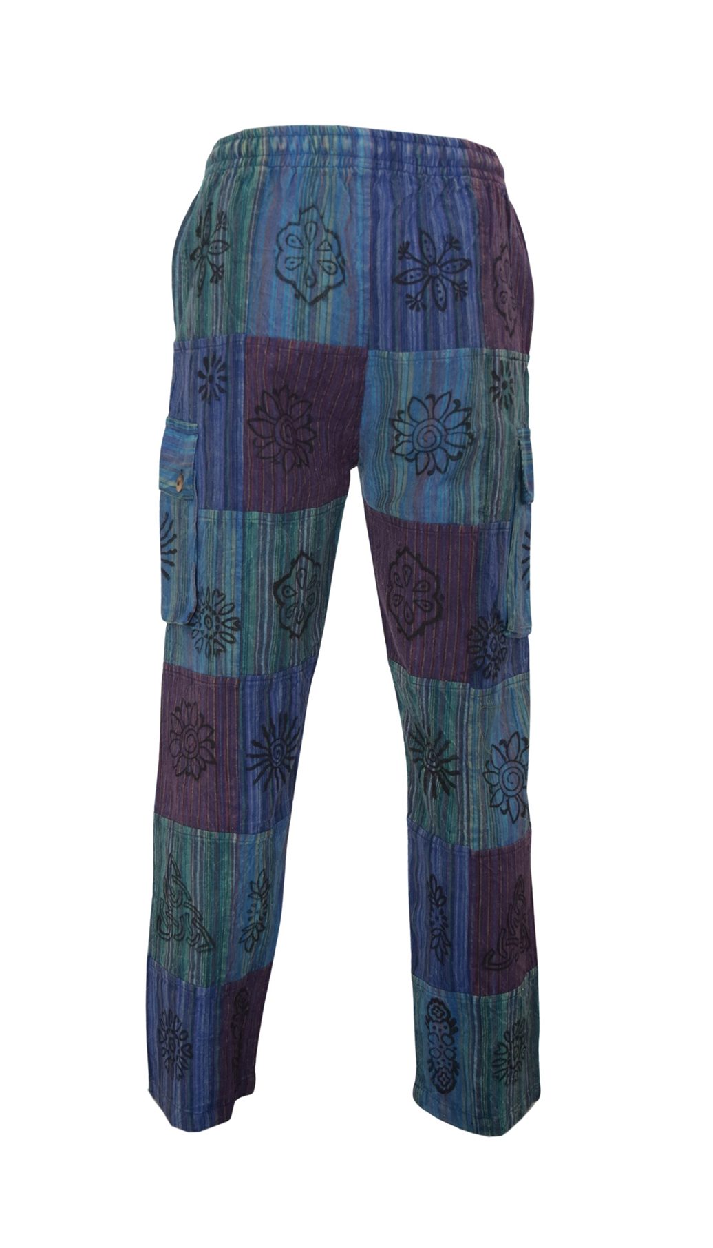 SKA Unisex Hippie Nepalese Patchwork Pants – Blue - Image 3