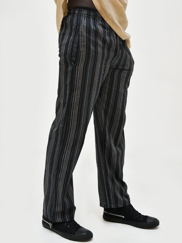 Black Plain Striped PE Pants