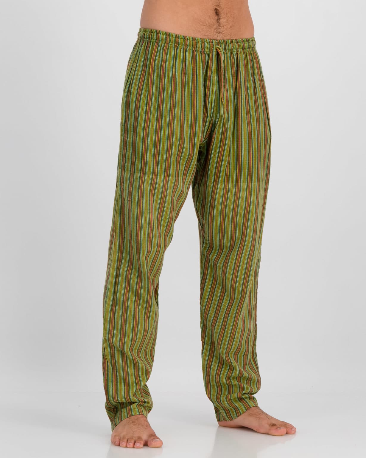 red and green striped pants