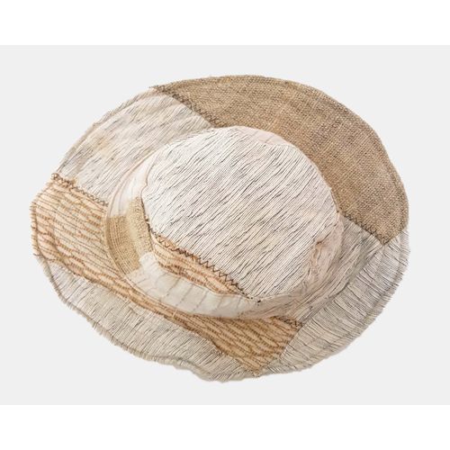 SKA Sun Hat- Wire Just Plain Patchwork Cotton Hemp Natural