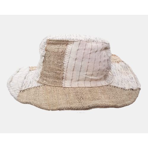 SKA Sun Hat- Wire Just Plain Patchwork Cotton Hemp Natural