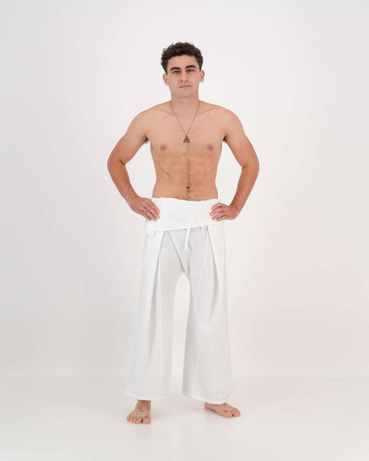 White Long Cotton Fisherman Pants for Men