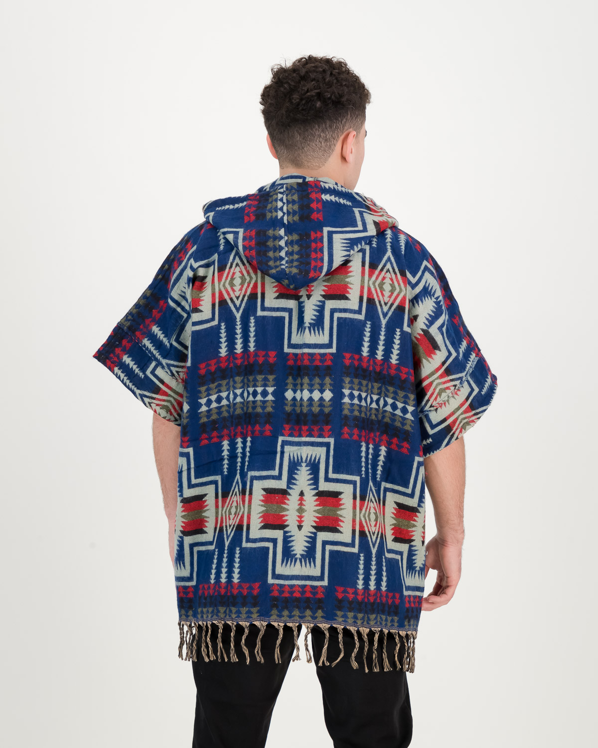 SKA Cross Aztec Hippie Short Sleeves Hoodie Poncho with Tassels - SKA  Clothing