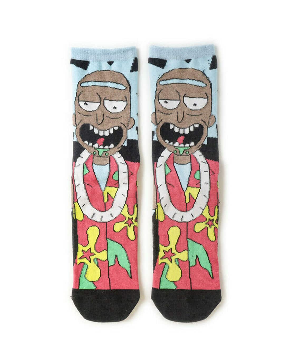 SKA Rick & Morty Fashion Cotton Socks- Hawaii Black