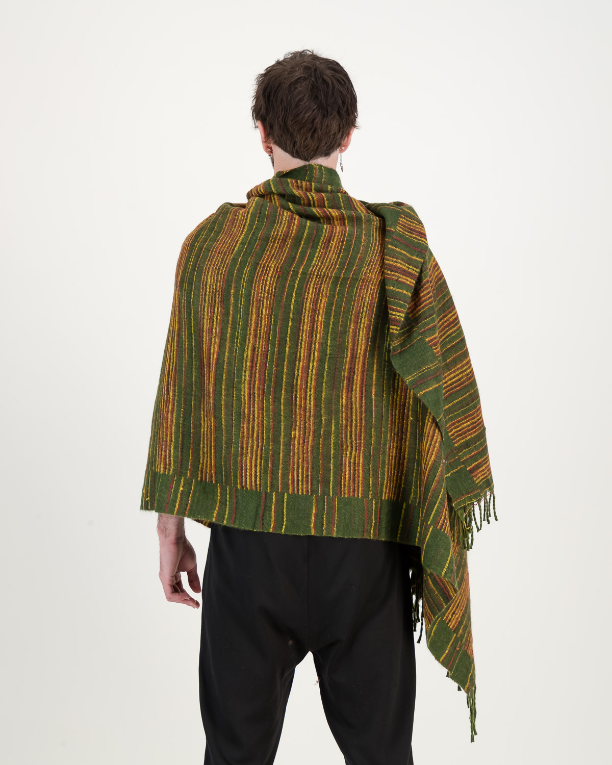 SKA  Large Tribal Hippy Boho Wool Blanket Shawl Scarves With Tassels- Stripes