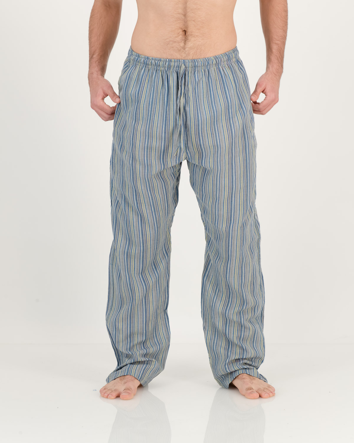 SKA Nepalese Vertical Striped PE Pants Trousers- Grey Blue