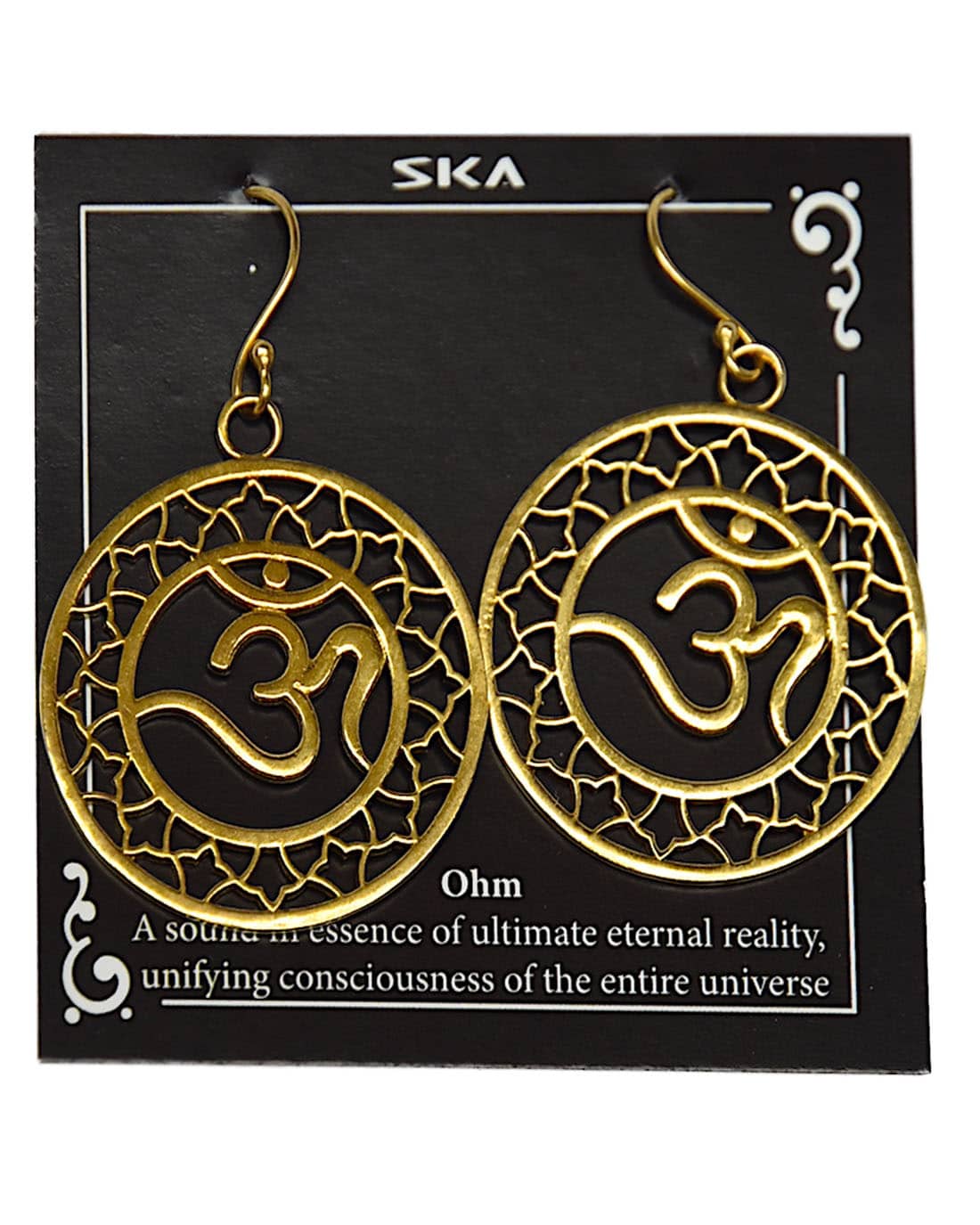 SKA Handcrafted Bohemian Earrings- Circle Om Mantra Gold