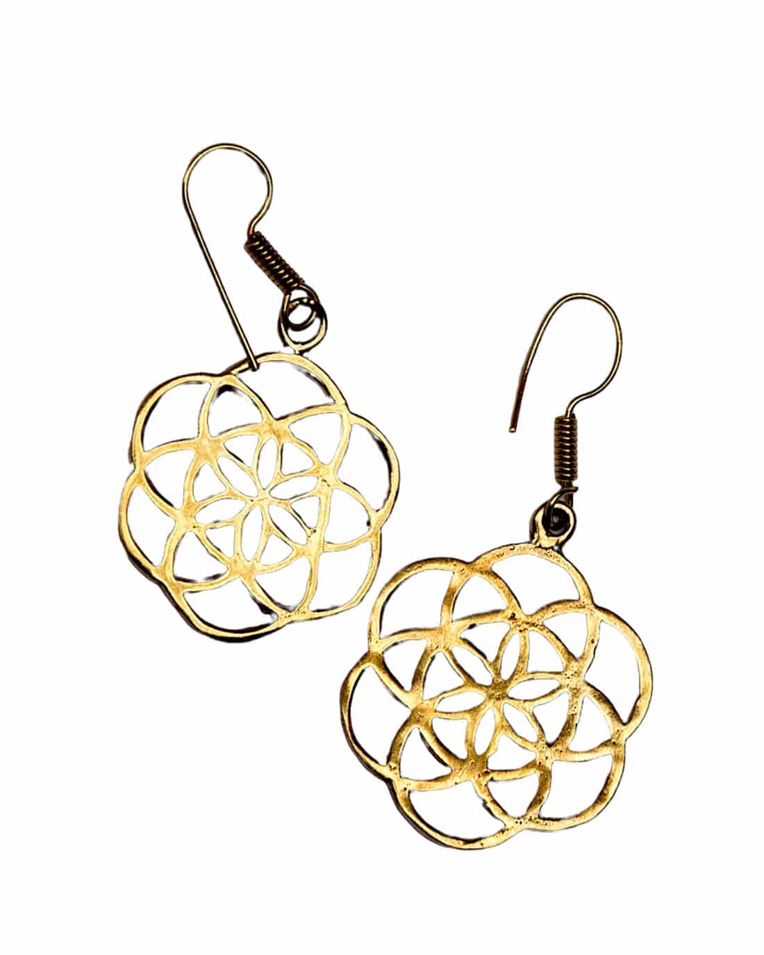 SKA Handcrafted Bohemian Earrings- Seed of Life Gold