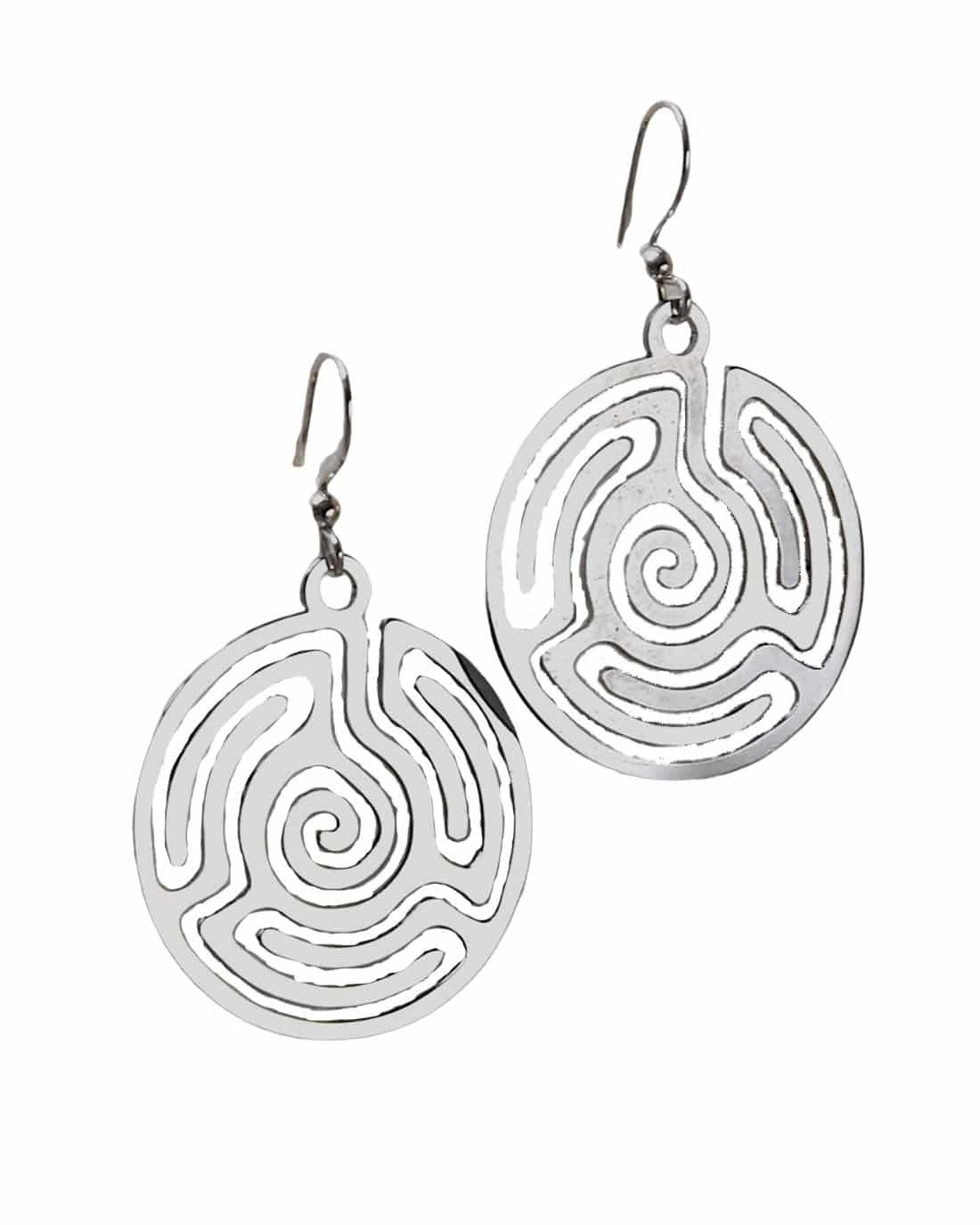 SKA Handcrafted Bohemian Earrings- Labyrinth Love Silver