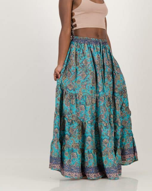 SKA Maxi Boho Gypsy Skirt- Paisley Turquoise - Image 4