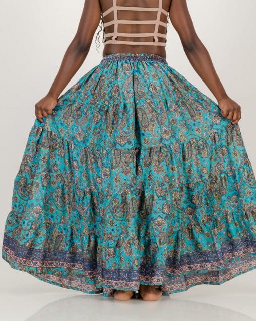 SKA Maxi Boho Gypsy Skirt- Paisley Turquoise - Image 5