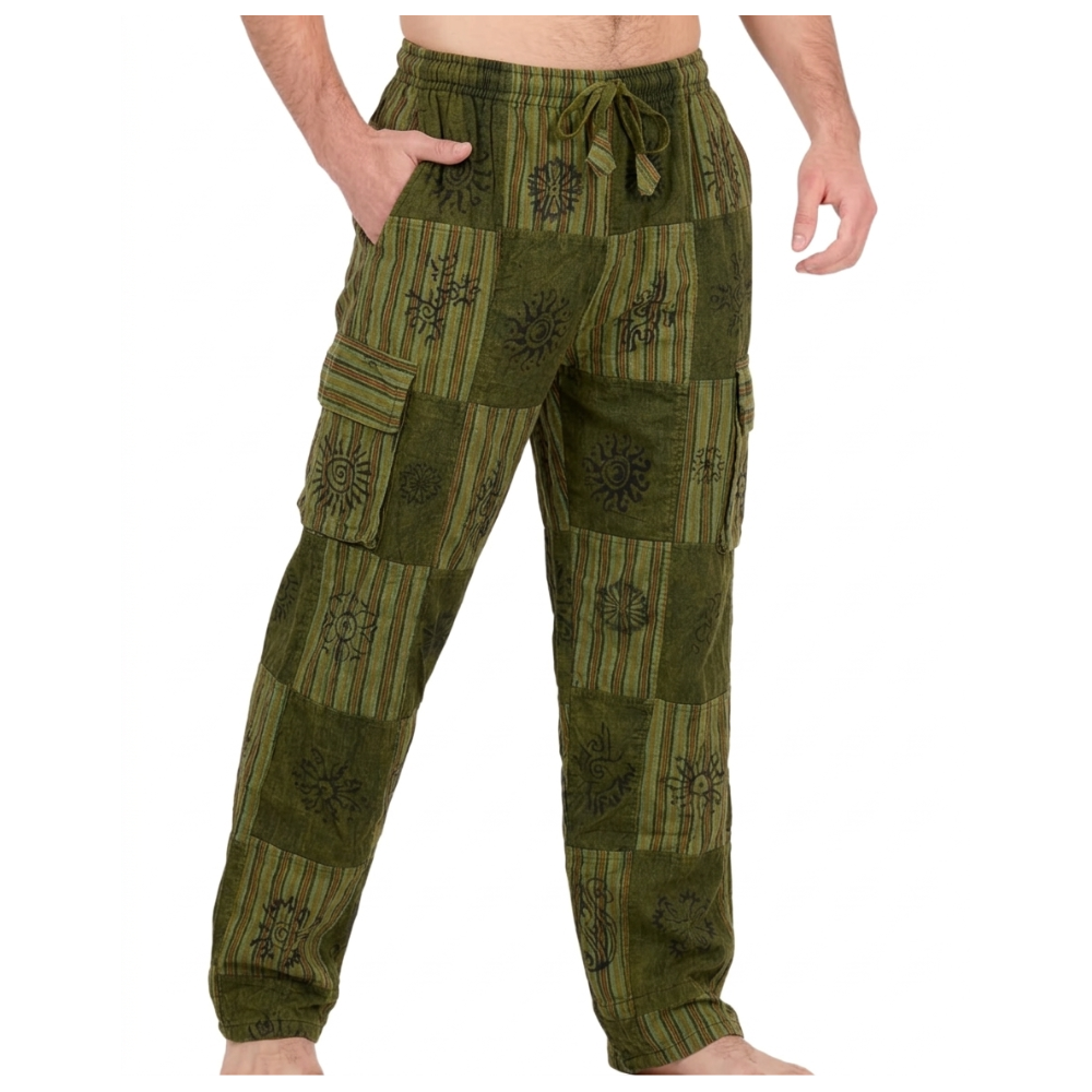 SKA Hippie Nepalese Striped Stonewashed Blockprint Patchwork Trousers