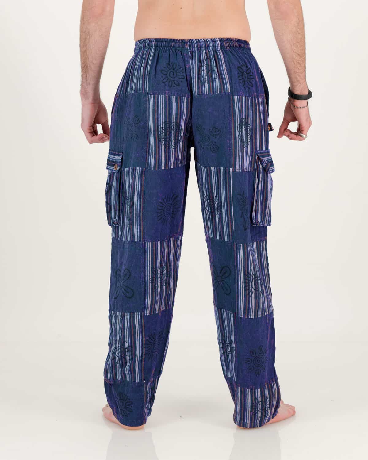 SKA Hippie Nepalese Striped Stonewashed Blockprint Patchwork Trousers ...