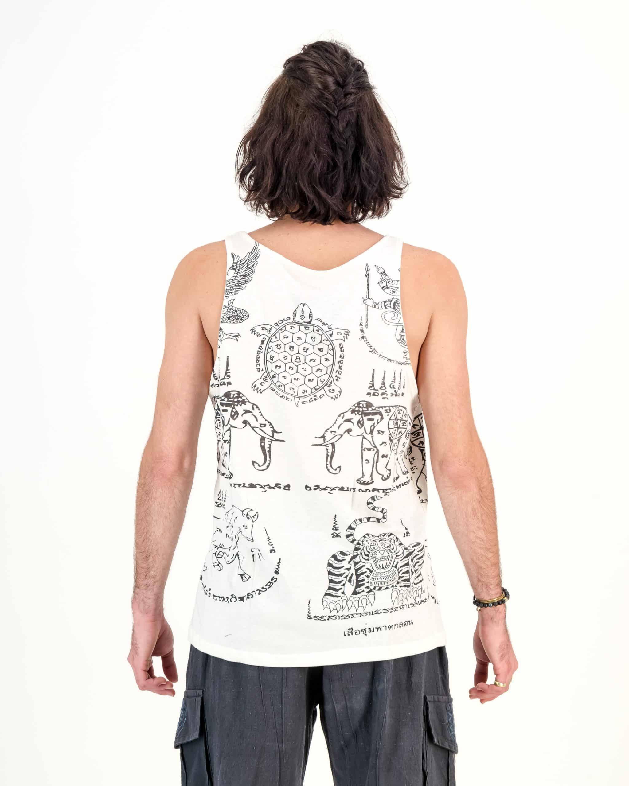 SKA Muay Thai Tattoo Dtao Ruen Turtle Yant Vest Tank Top- White