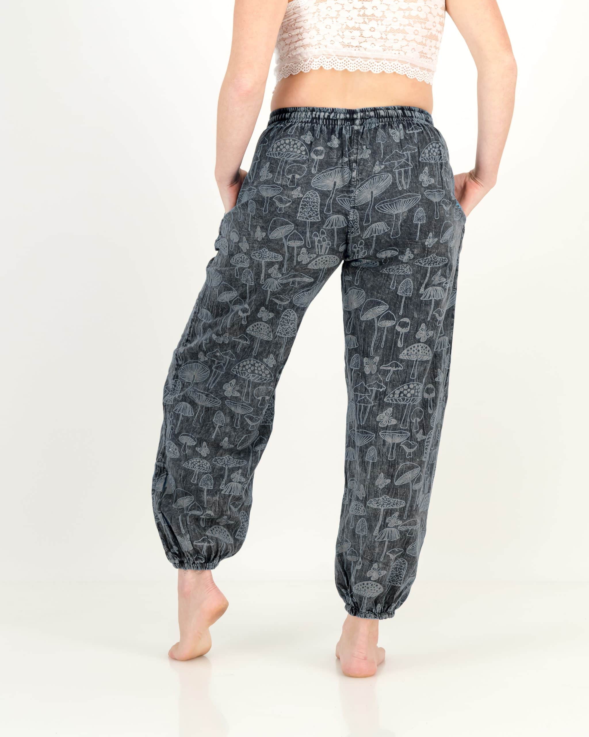 SKA Hippie Nepalese Stonewashed Ankle Cuffs Mushroom Pants- Grey