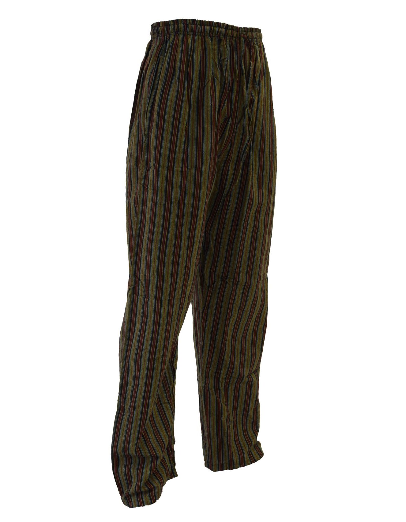 SKA Nepalese Vertical Striped PE Pants Trousers - KAKI