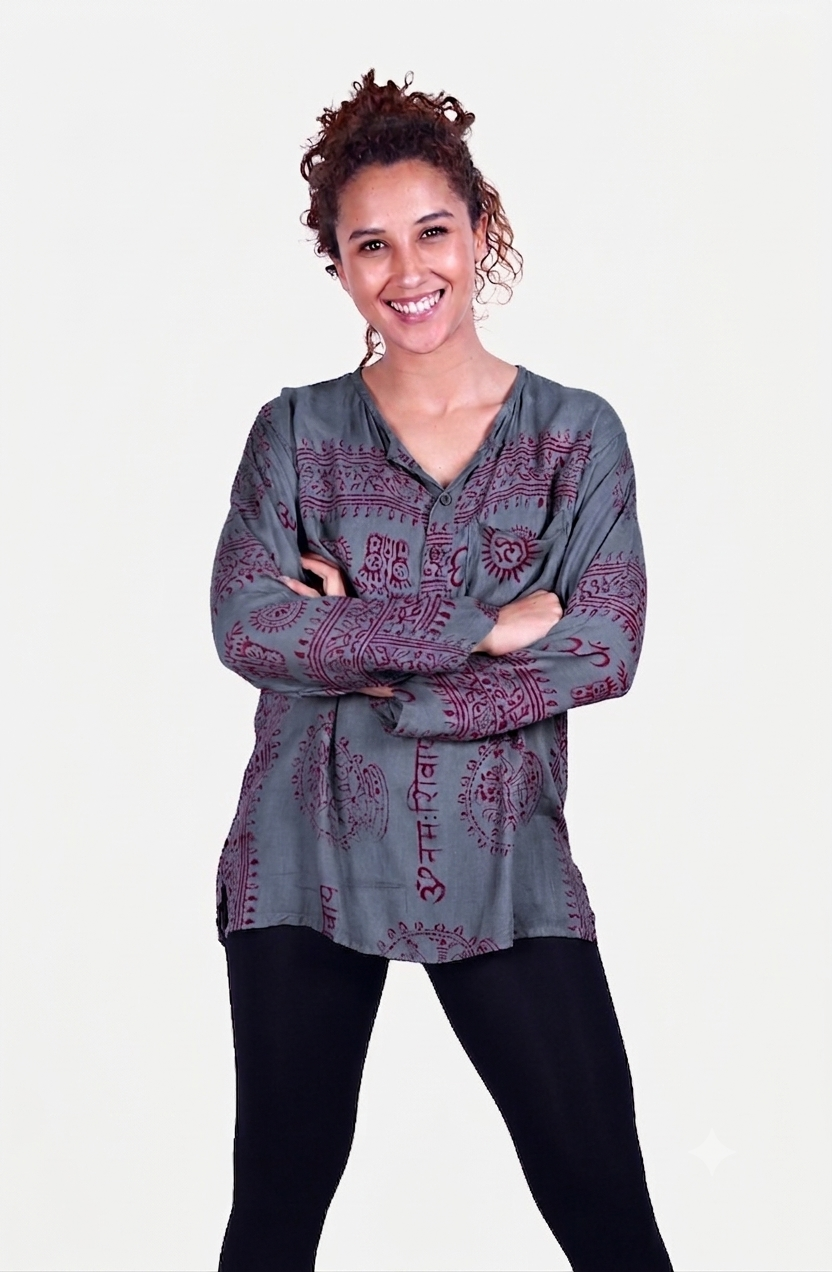 SKA Grey Ohm Mantra Kurta Shirt - Unisex