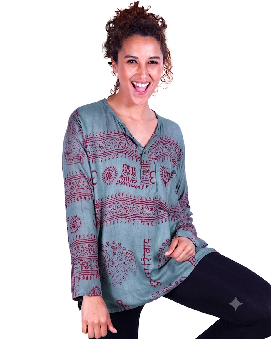 SKA Grey Ohm Mantra Kurta Shirt - Unisex