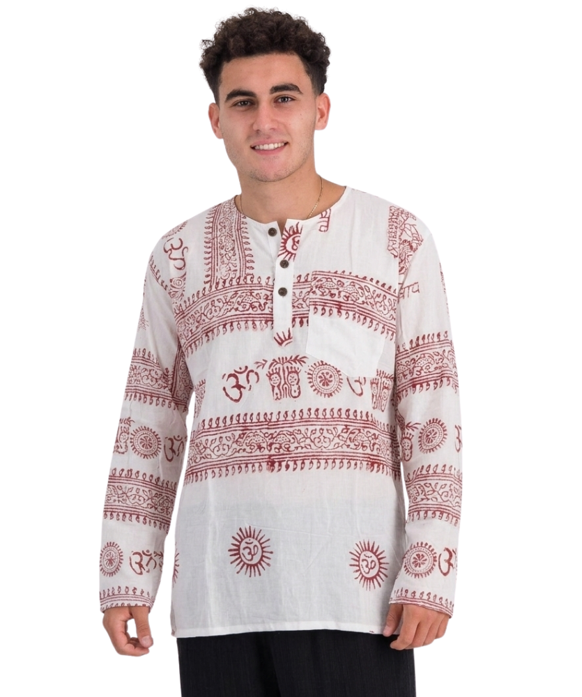 SKA Ohm Kurta Shirt White Red