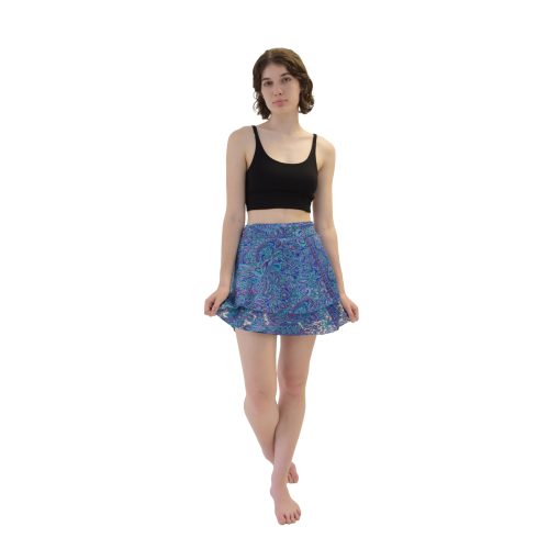 SKA Boho Two Layer Mini Viscose Skirt –Turquoise/Lilac - Image 4