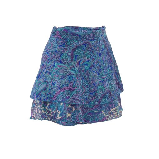 SKA Boho Two Layer Mini Viscose Skirt –Turquoise/Lilac - Image 3