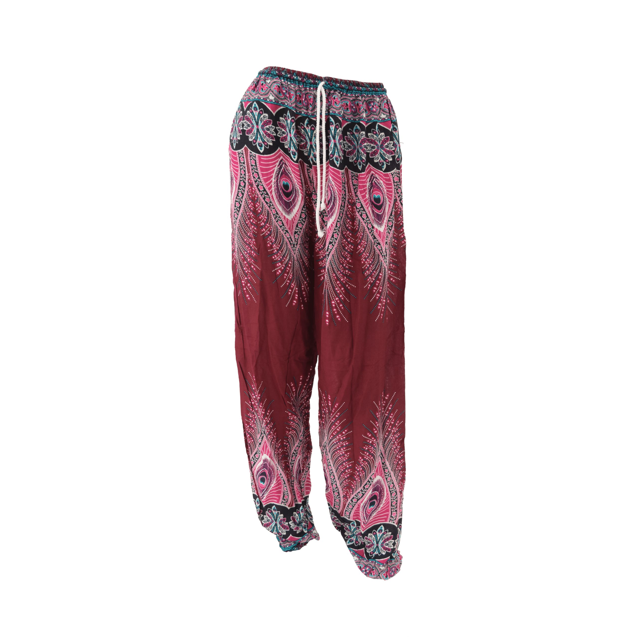 SKA ELASTIC BOTTOM SOFT PANTS WITH PEACOCK FEATHERS