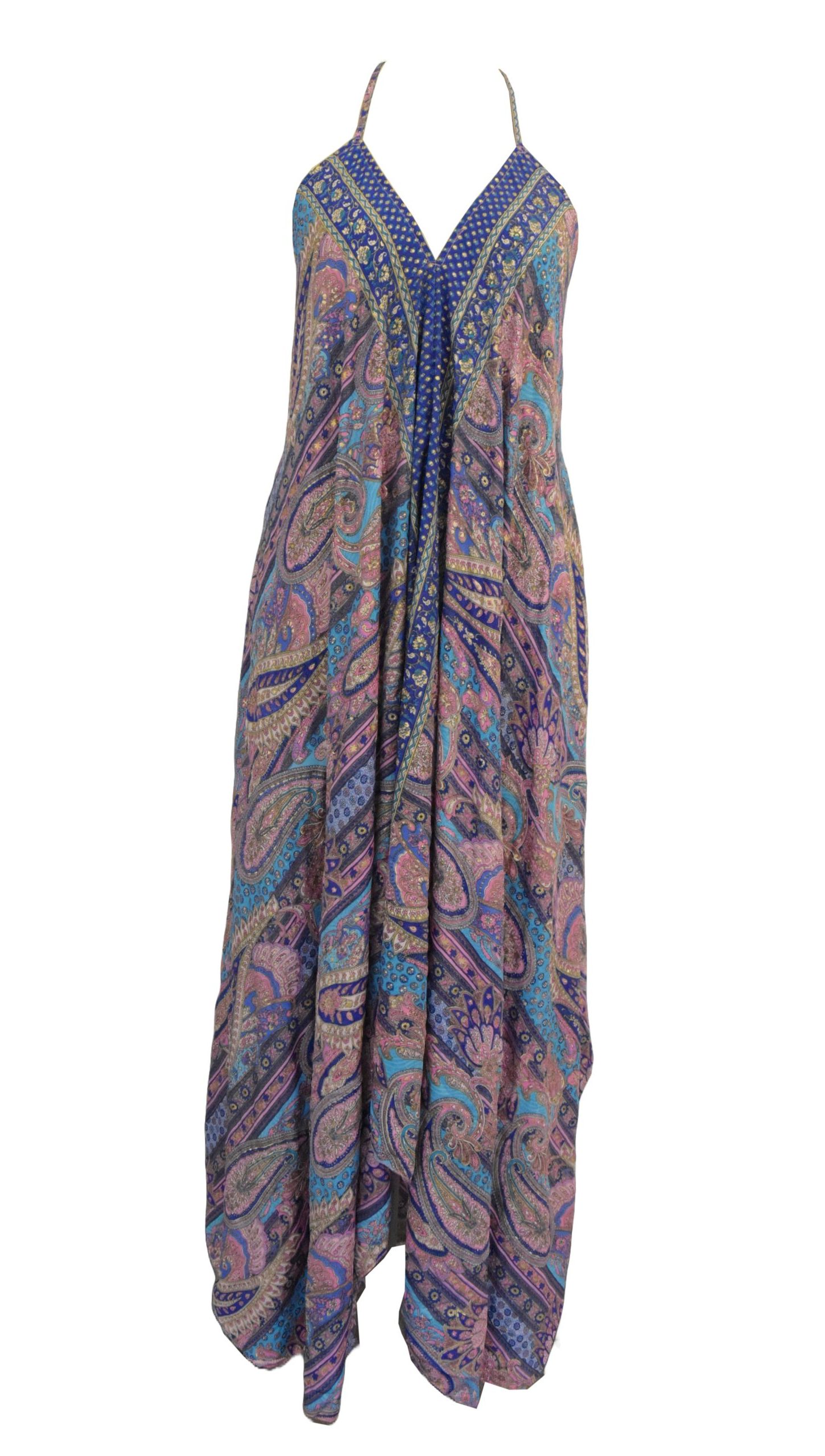 SKA Maxi Florida Viscose Dress in Pink-Gold - A vibrant dress with a playful tie detail at the back, perfect for sunny days and warm evenings