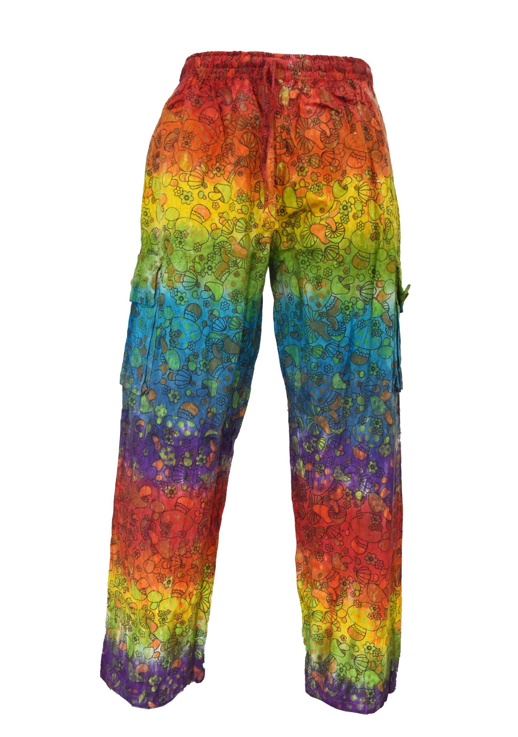 SKA Unisex Hippie Dipped Dyed Rainbow Mushroom Cargo Pants