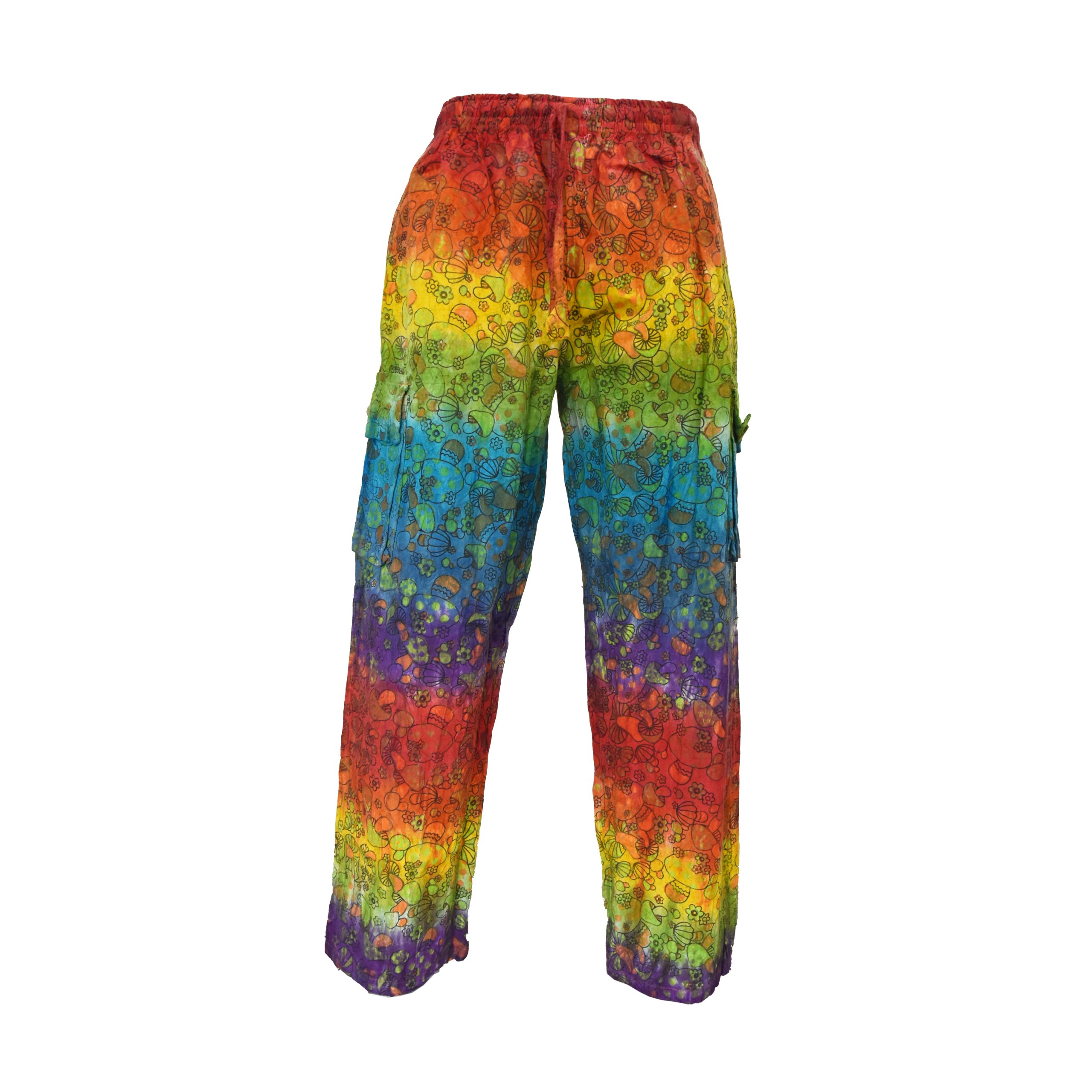 SKA Unisex Hippie Dipped Dyed Rainbow Mushroom Cargo Pants