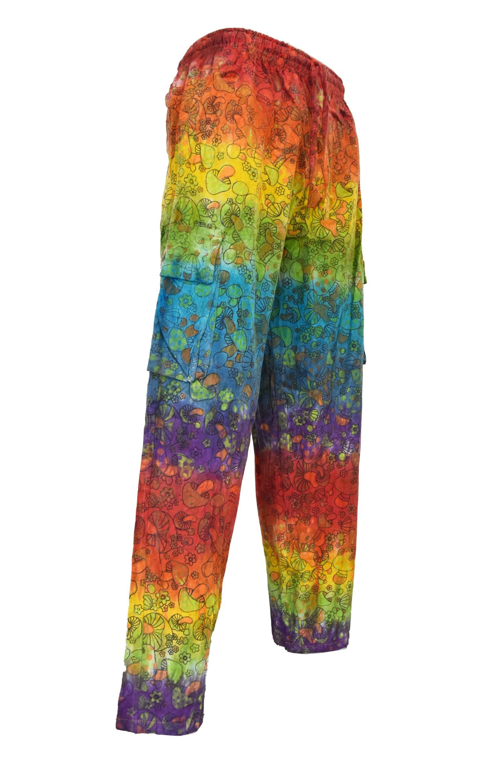 SKA Unisex Hippie Dipped Dyed Rainbow Mushroom Cargo Pants