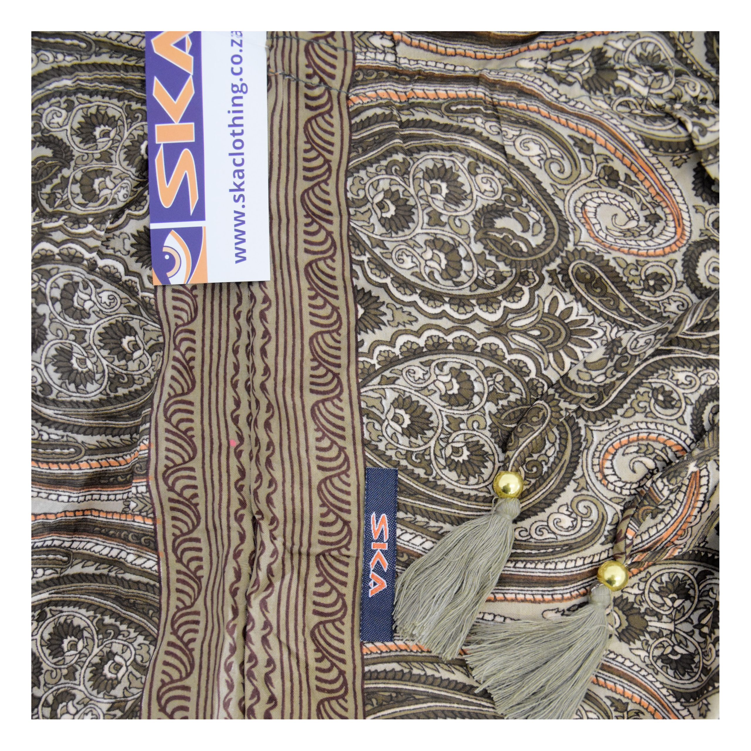 SKA Boho Maxi Gypsy Viscose Dress – Brown Natural Paisley Flower - Image 5