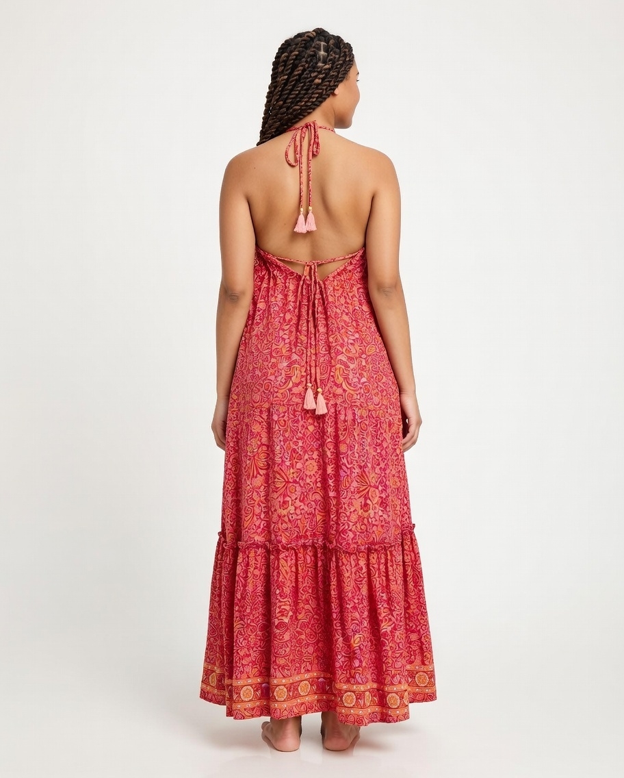 SKA Boho Flamingo Gypsy Dress – Pink