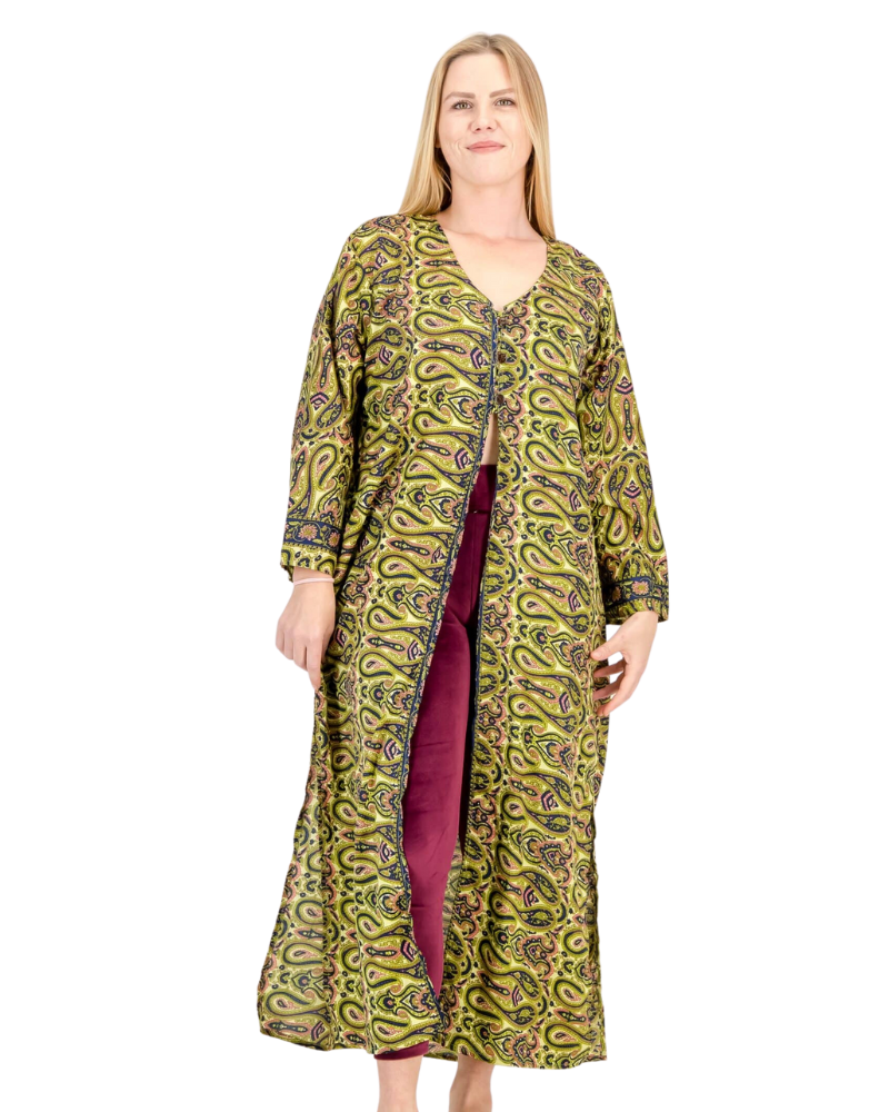 SKA Thai V-Neck Open Kimono Kurta Dress