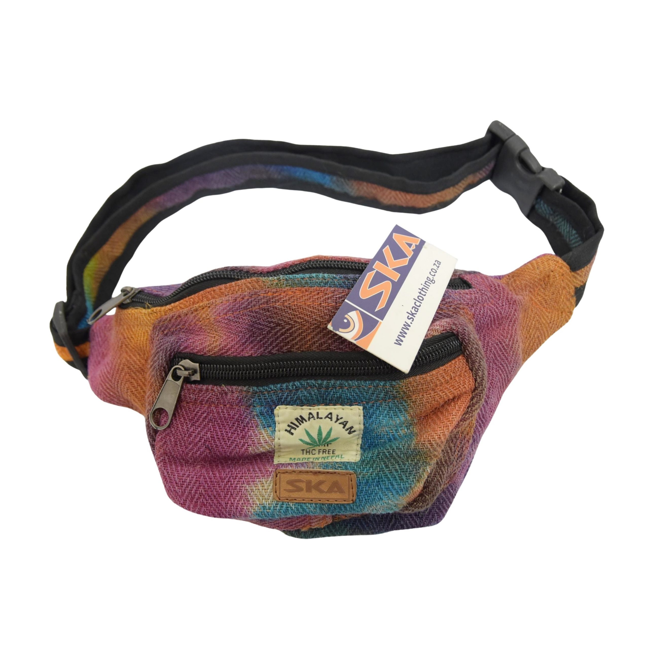 SKA Himalayan Hemp Tie Dye Moonbag – Dark Rainbow
